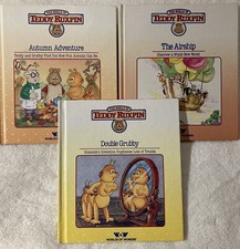 Lot of 3 Vtg 1986 Teddy Ruxpin books Airship, Double Grubby, Autumn Adventure