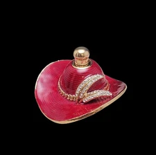 Red Hat Lady Society Design Perfume Bottle Rhinestones Gold/Red  