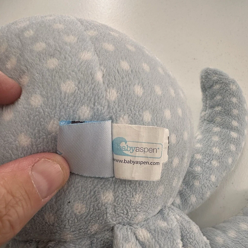 Bebé Aspen Mr. Calcetín T. Pus Peluche Pulpo Bebé Juguete Azul Lunares Sonajero Carillones Foto 3 de 4