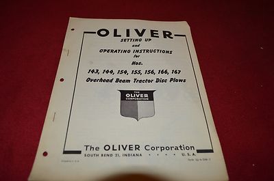 Oliver Tractor 143 144 154 155 156 166 167 Disc Plow Operator's Manual BVPA 