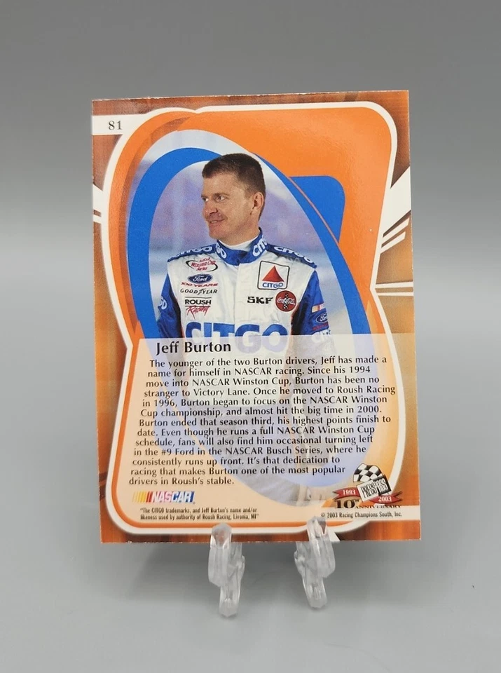 2003 Press Pass Premium #81 Jeff Burton NASCAR Trading Card - Image 2 of 2