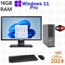 Windows 11 Dell i7 16GB 500GB SSD 22" LCD Desktop Computer PC Office 2024