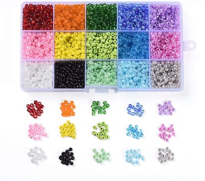Ornaland 4 mm Umwelt Glas Rocailles 15 Farben Rund Pony Zwischenring Perlen