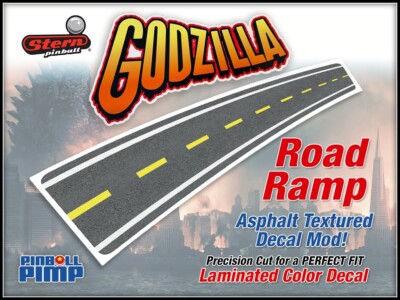 Stern GODZILLA Pinball ''ASPHALT ROAD'' Custom Ramp Decal Mod - A MUST HAVE!
