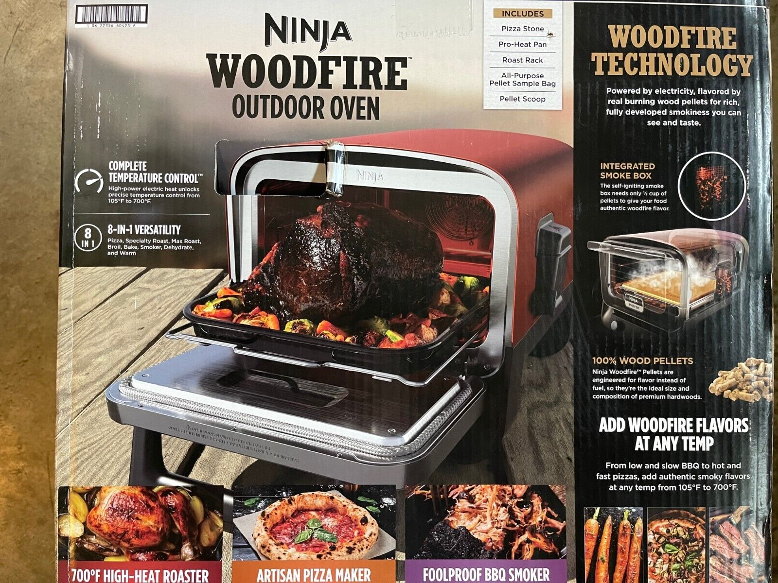 NINJA Woodfire Pizza Oven, 8-in-1 Outdoor Oven, 5 Pizza Settings, 700°F,  BBQ Smoker, Ninja Woodfire Technology, OO101 OO101 - The Home Depot