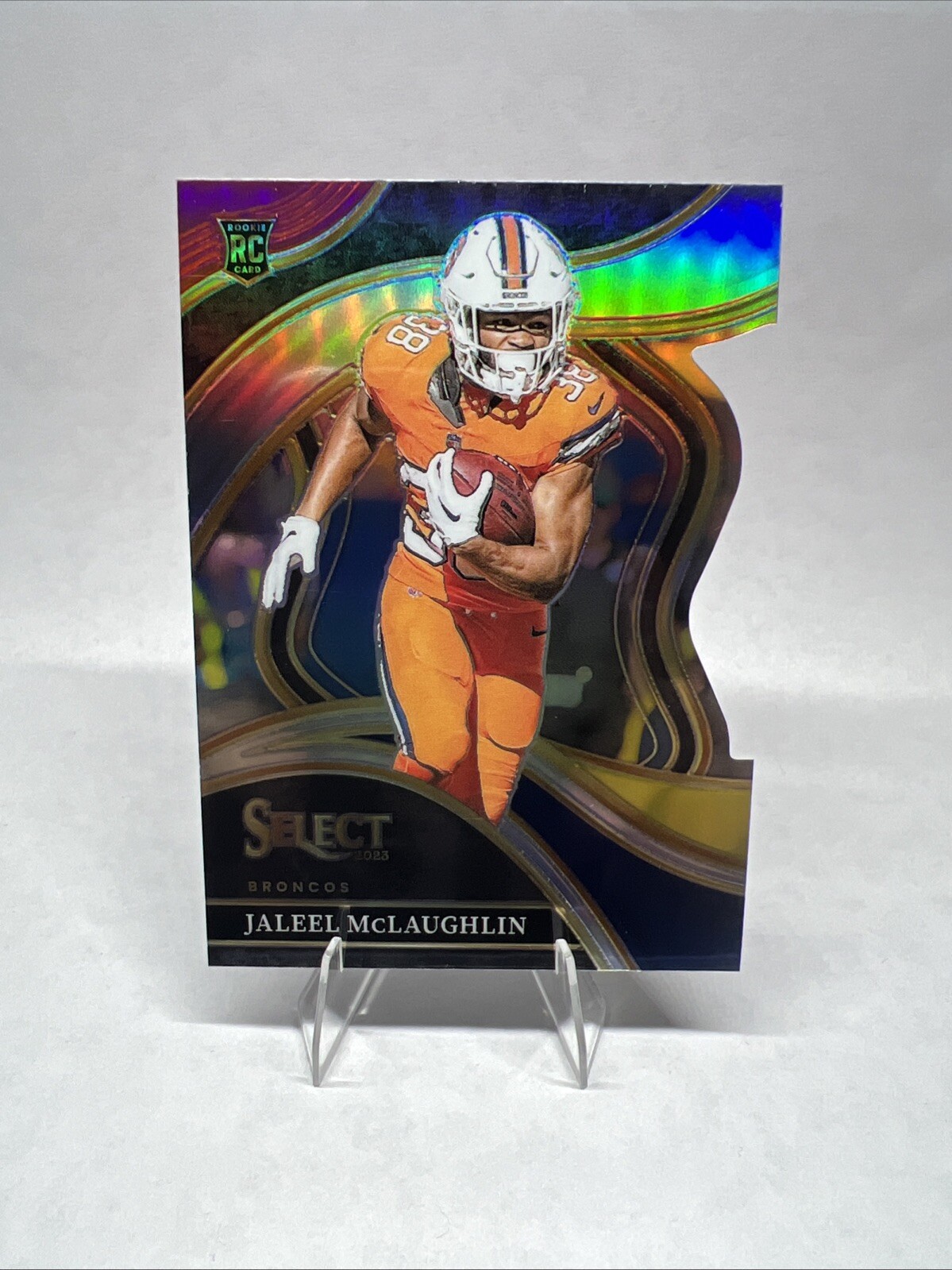 2023 Panini Select - Jaleel McLaughlin Red Yellow Prizm Die Cut Club Level RC
