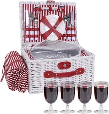 Picnic Basket 4 Person Set Wicker Waterproof Blanket Picnic Blankets