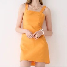 J. Crew Squareneck A-Line Dress In Stretch Linen Blend Sz 10 Orange Casual Boho