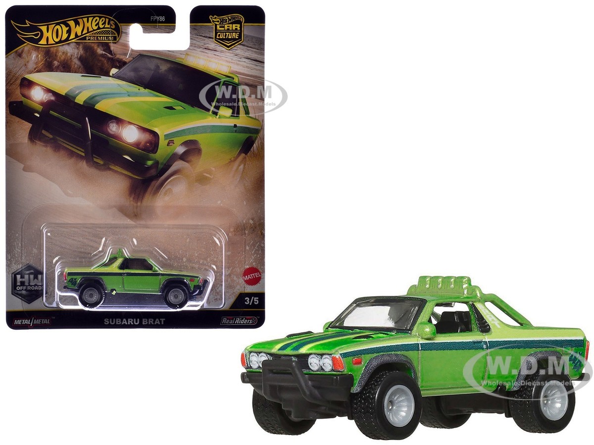 SUBARU BRAT UTILITY TRUCK GREEN DIECAST MODEL CAR BY HOT WHEELS