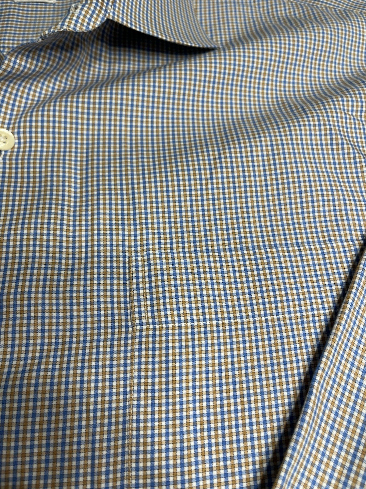 Peter Millar Blue Tan Checked Pattern Long Sleeve… - image 5