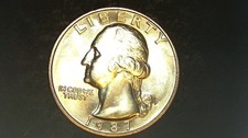 1987-P (D) GEM Washington Quarter BU (Brilliant Uncirculated) Mint DDR "UNITED"
