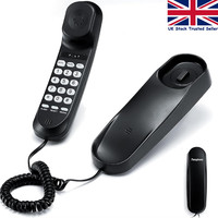 Black Wired Telephone Corded Phone Landline Wall Mounted Desktop for Office/Home