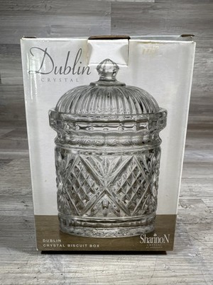 Godinger Shannon Dublin Crystal Biscuit Box Storage Jar Canister With Lid New