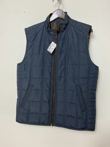 NWT  Jos . A Banks Size Medium Quilted Vest Navy Blue Zip Front  $195 - product listing photo