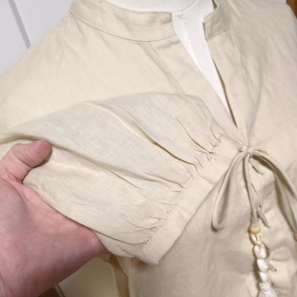 Vestido de lino Magaschoni talla pequeña beige Foto 4 de 4