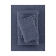 Cotton Rich Extra Soft Jersey Bed Sheet Set Queen Size Blue Cove 4 Piece