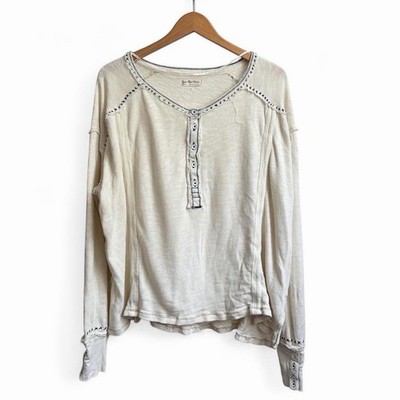 We the Free Boho Henley Oversized Baggy Women s S Cute Peasant Shirt
