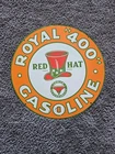 VINTAGE RED HAT ROYAL "400" GASOLINE DOUBLE-SIDED PORCELAIN GAS STATION SIGN 24"