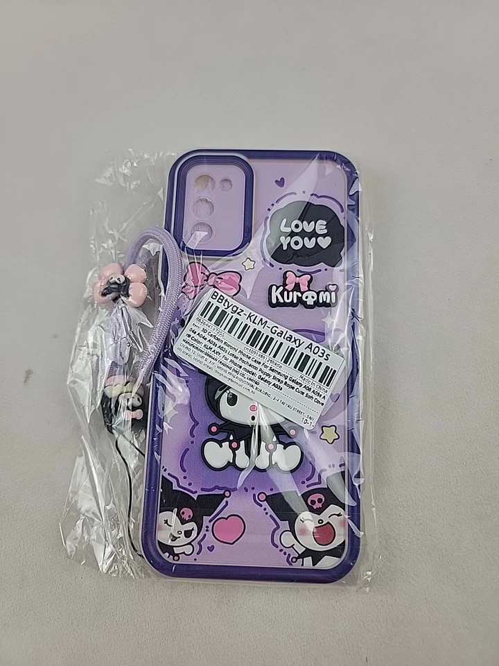 Funda de felpa y teléfono Sanrio Kuromi para Galaxy A03s Foto 2 de 4