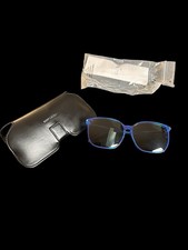 NEW Saint Laurent Paris SL37 Surf Blue Square Frame Gray Sunglasses  Case