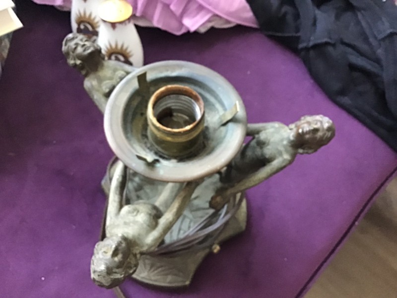 Antique Art Deco naked flapper  lady light needs repaired for light to work