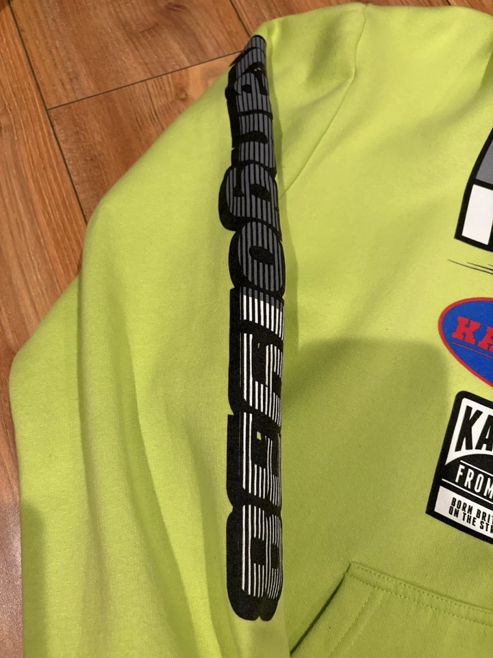 Sudadera con Capucha Grande KANGOL Hombres Carreras Logo Bordado Informal Rara Neón Foto 4 de 4