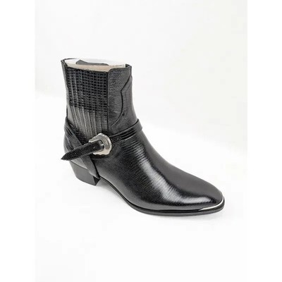 Celine Chelsea Lizard Stamped Calfskin Issac Boots in Black BNWB 40