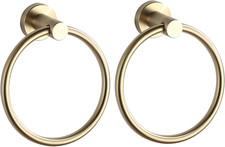 2-Pack Brushed Gold Towel Rings for Bathroom, 304 Stainless Steel Wall Mount Tow