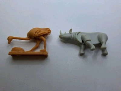 Ü-Eier Tiere Afrikas 1990 - 2 Figuren - Strauß + Nashorn - Bild 1 von 3