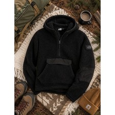 The North Face Campshire Sherpa Fleece Anorak Hoodie Black Women Medium Pullover