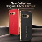 For Google Pixel 9a, Luxury Litchi Texture PU Leather Hybrid Electroplated Case