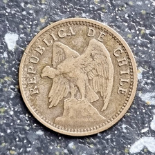 Chile 1908 10 centavos coin