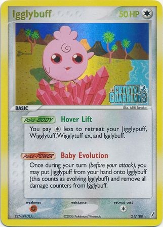 Igglybuff - 21/100 - Pokemon Crystal Guardians Reverse Holo Card LP