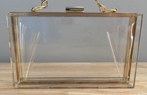 Clear Acrylic Box Purse Latch Clutch Transparent