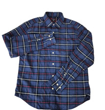 UNTUCKit Shirt Mens Medium Blue Plaid Andes Flannel Slim Fit Button Up Casual