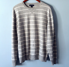 Lands' End Cashmere Blend Sweater Size Large 42-44 Gray White Pullover
