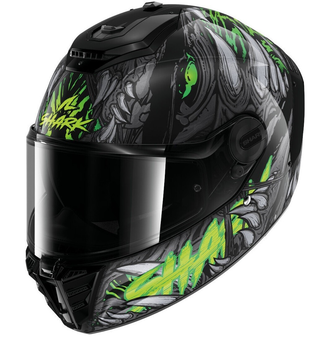 CASCO MOTO INTEGRALE FIBRA SHARK SPARTAN RS SHAYTAN BLACK GREEN TG L