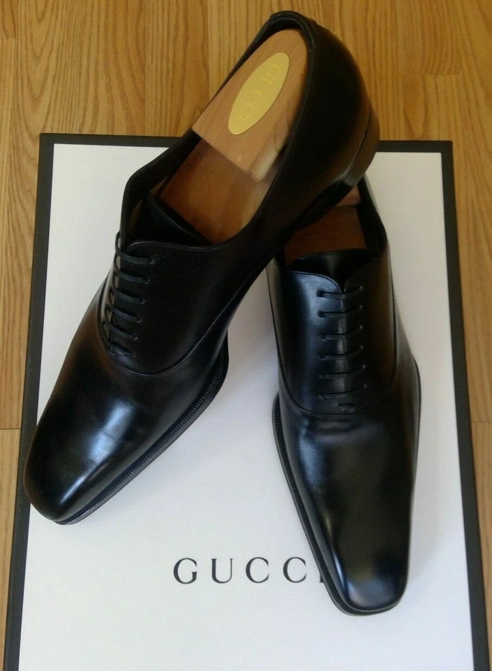 $3500 GUCCI MTO BY TOM FORD MADE TO ORDER BLACK LEATHER OXFORD MEN'S SHOES 7 US
