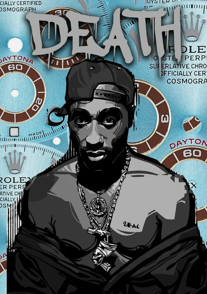 DEATH NYC ltd s/n LG street art print 45x32cm 2Pac Tupac Shakur
