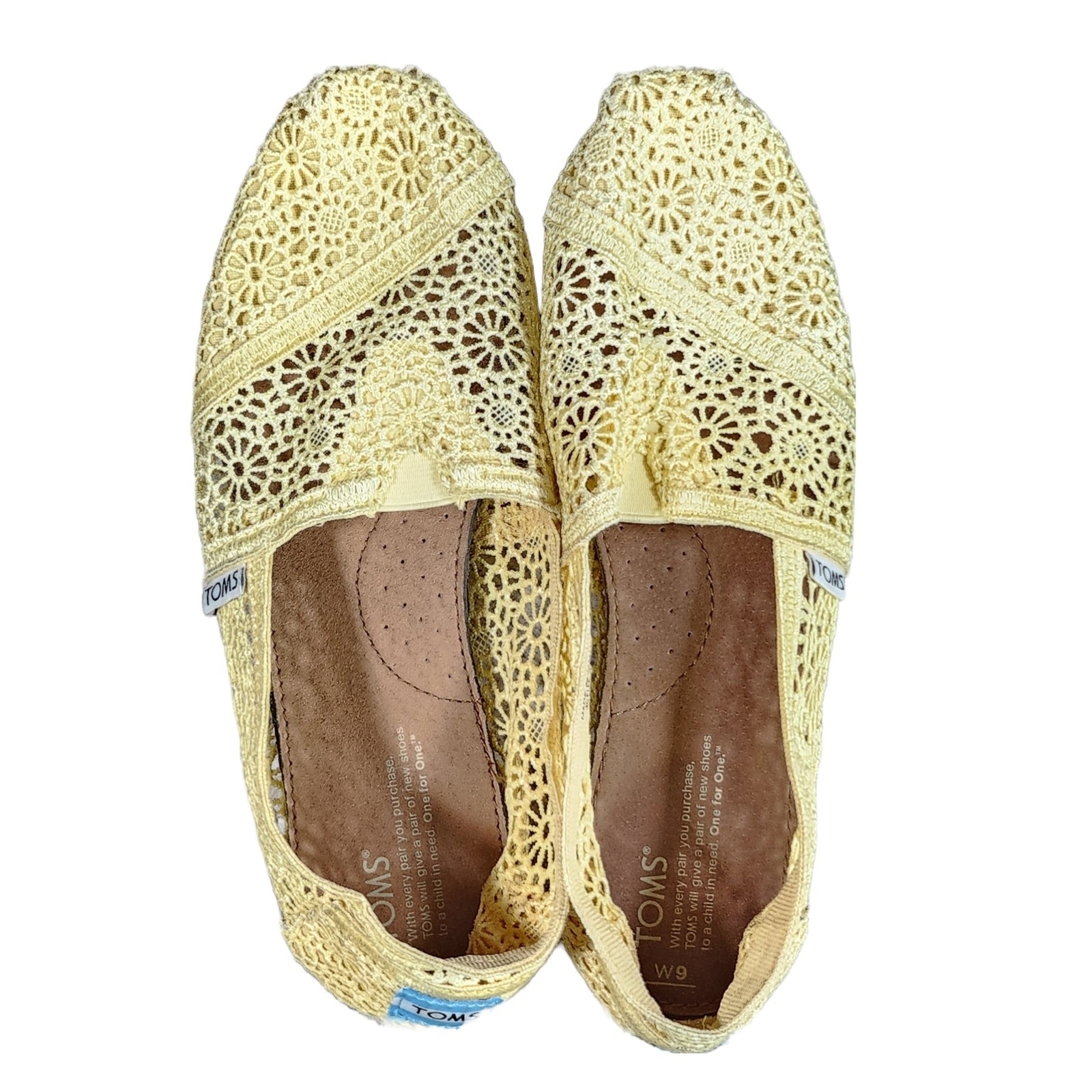 Toms Women's Yellow Natural Moroccan Slip on Crochet Alpargata