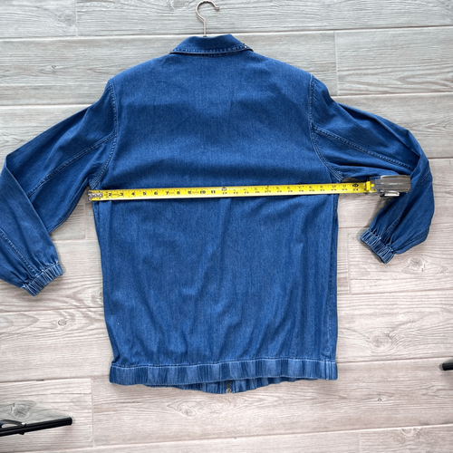 Roaman’s Vintage Blue Denim zip up studded jacket size L 100% Cotton - Picture 10 of 12