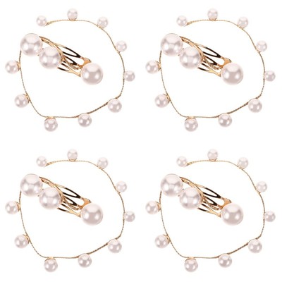  Set of 4 Haargummis Für Frauen Haarspangen Mädchen Perlenhaarkette Fräulein