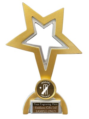 Indoor Cricket (B) Classic Star Trophy Award Engraved Free