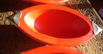  Marokkanische orange handgefertigte ovale Keramikschale