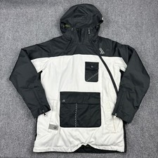 Orage Parka Womens Small Black White Hood Insulated Asymetric Zip Snow Skirt