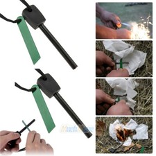 2x Survival Magnesium Flint Stone Fire Starter Emergency Lighter Kit For Camping