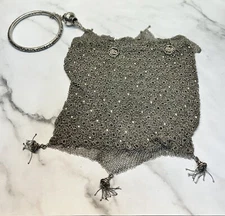 ANTIQUE CHINESE EXPORT SILVER MESH PURSE - HONG KONG