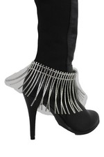New Women Boot Metal Chain Long Silver Bracelet Shoe Strap Anklet African Charm