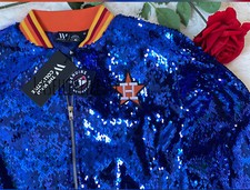 Houston Astros Blue Sequin Jacket Authentic Wild Collective - Medium