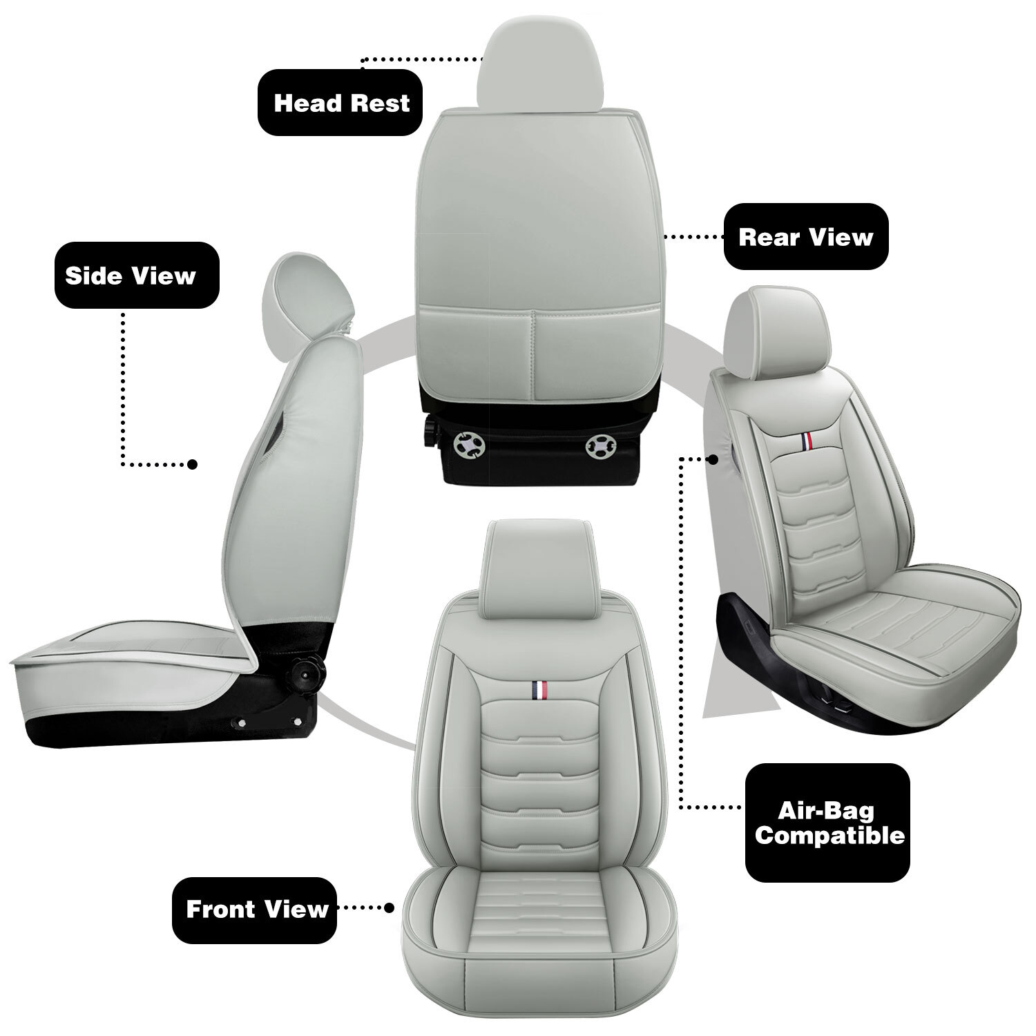 For TOYOTA Car Seat Covers Full Set Leather 2/5Seats Front +Rear Protector Gray eBay